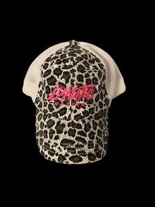 Ponytail Relief Slot Hat - Black & White Leopard
